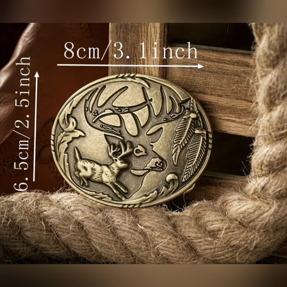 New Deer and Antler Design Belt Buckle, T3MISB5E